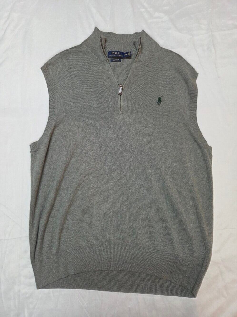 Polo by Ralph Lauren Gray Knit Sleeveless Half-Zip Sweater Vest